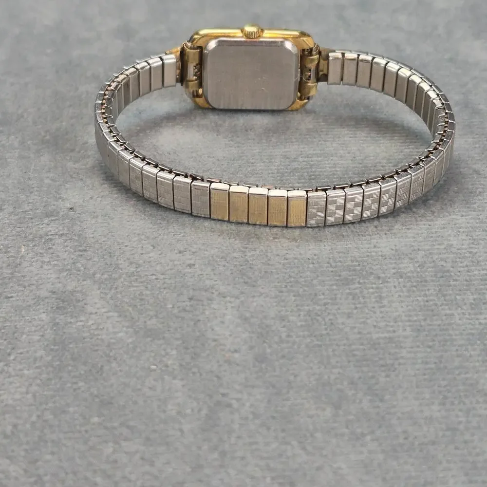 Vintage Timex Speidel Quartz Gold Silver Tone Women's Elastic Band PARTS ONLY